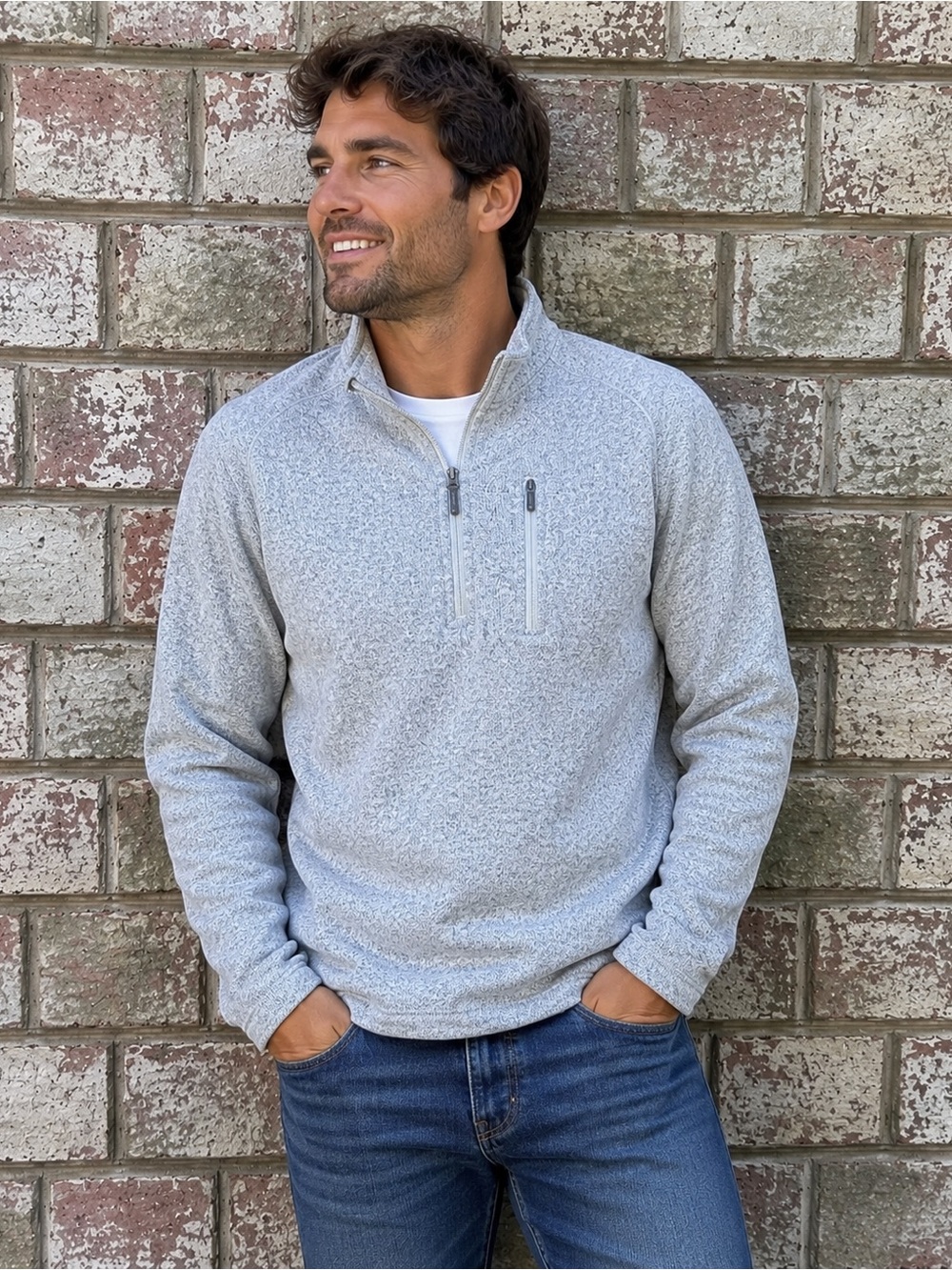 Woolrich Men’s M Gray Quarter Zip Fleece Outdoor Gorpcore Sweater